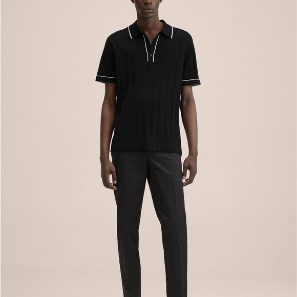 Mango Ribbed Knit Polo Shirt - Picture 2 of 7